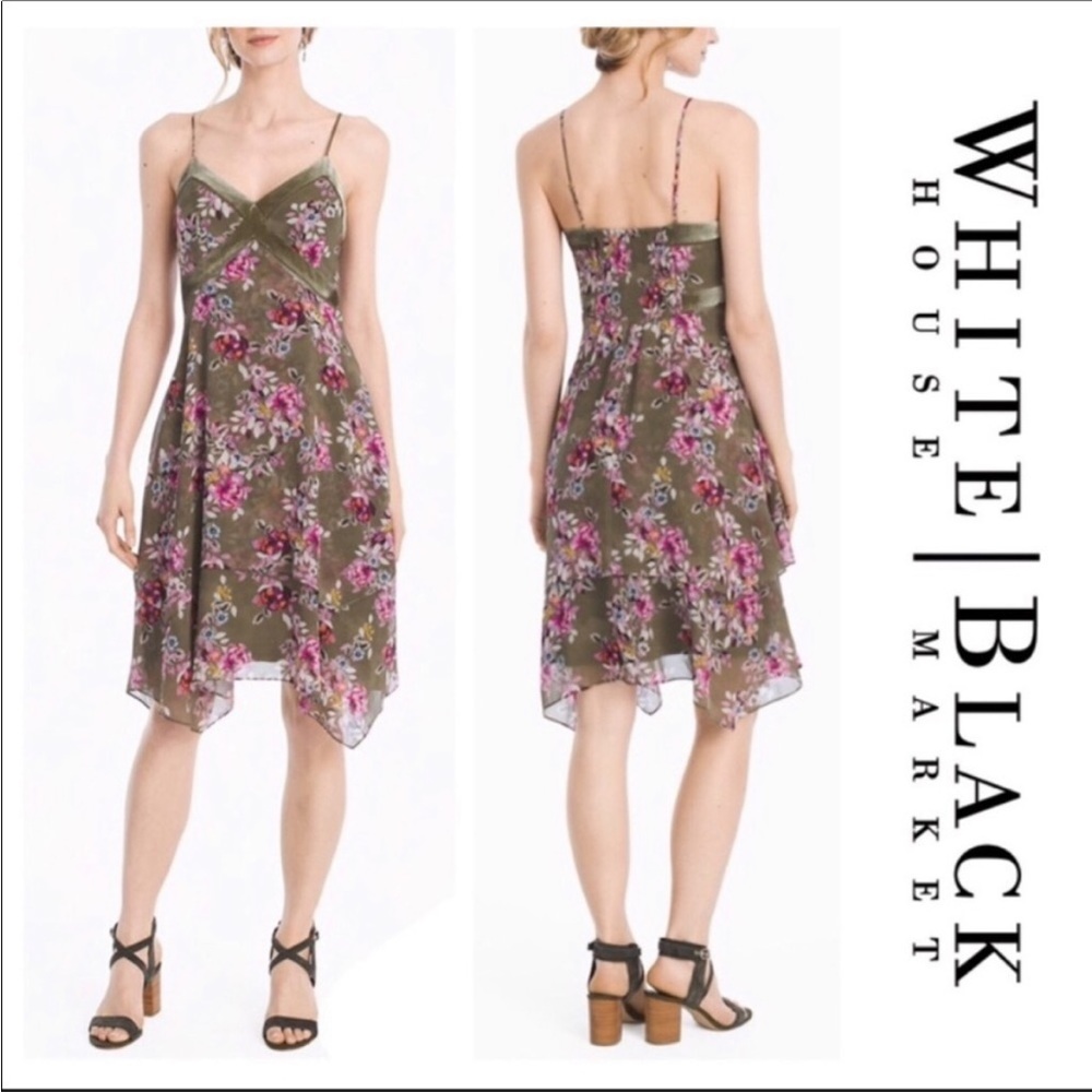 White House Black Market Green Floral Dress